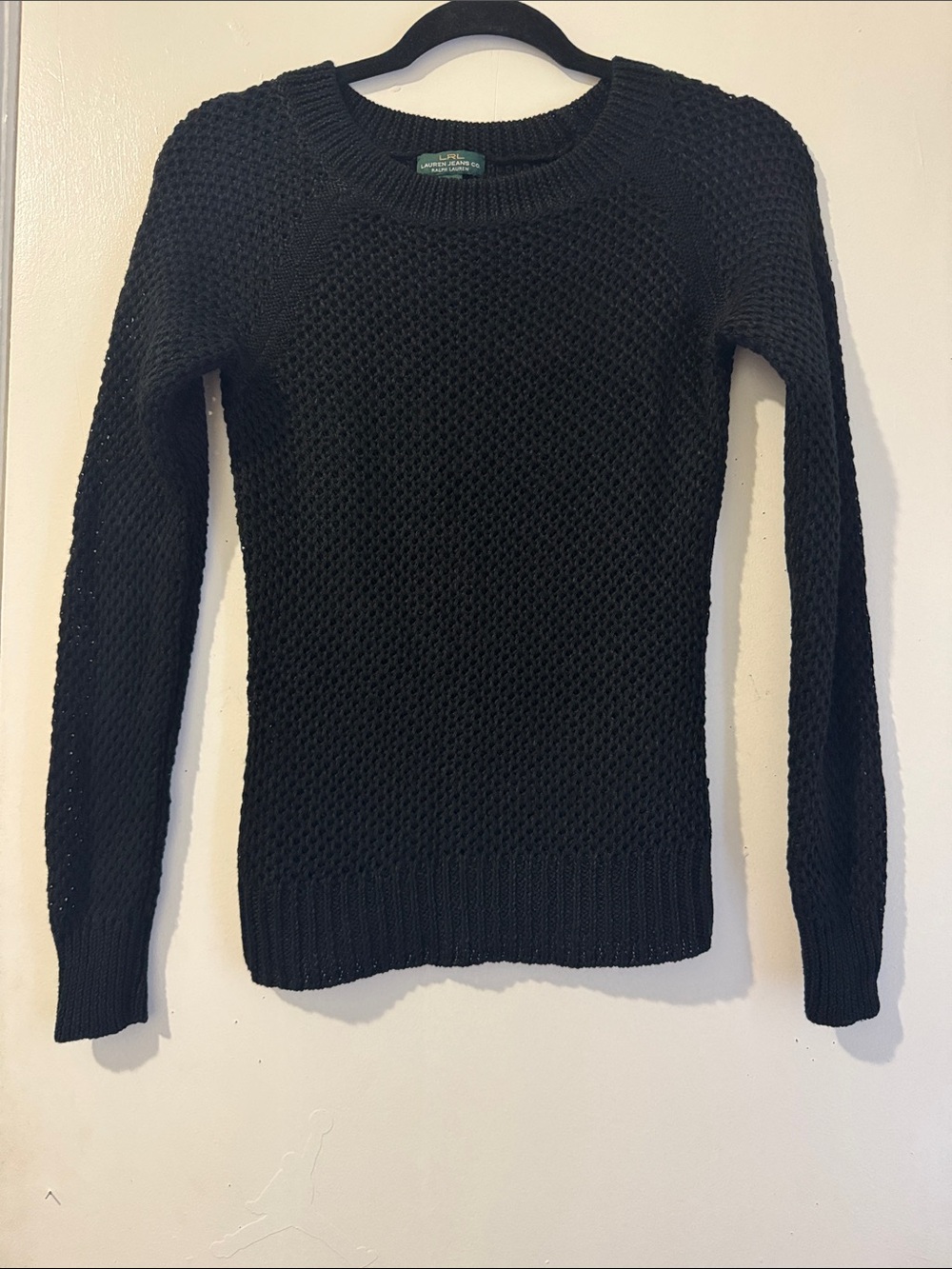 Polo by Ralph Lauren Black Open Knit Crewneck Sweater